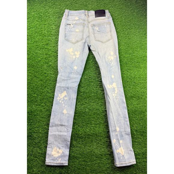 Serenade Men’s Size 30 Light Wash Distressed Skinny Jeans Ripped Stretch Denim - Picture 2 of 10